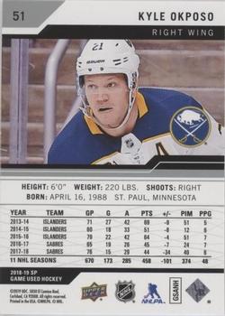 2018-19 SP Game Used #51 Kyle Okposo Back
