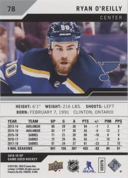 2018-19 SP Game Used #78 Ryan O'Reilly Back
