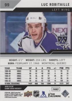 2018-19 SP Game Used #99 Luc Robitaille Back