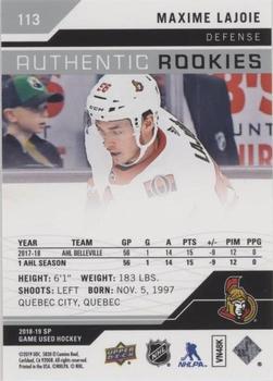 2018-19 SP Game Used #113 Max Lajoie Back
