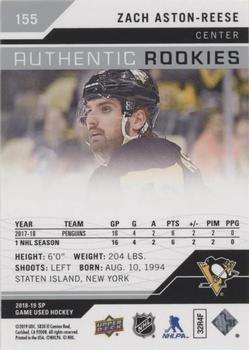 2018-19 SP Game Used #155 Zach Aston-Reese Back