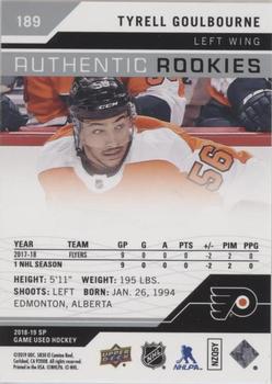 2018-19 SP Game Used #189 Tyrell Goulbourne Back
