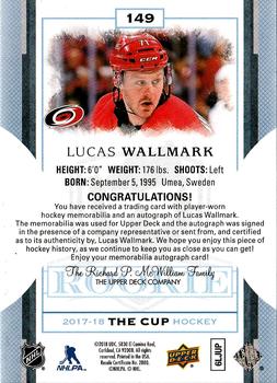 2017-18 Upper Deck The Cup #149 Lucas Wallmark Back