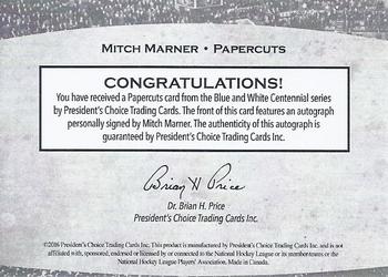 2016 President's Choice Blue and White Centennial - Papercuts #NNO Mitch Marner Back