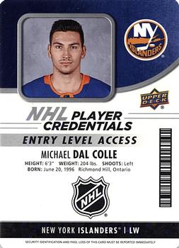 2018-19 Upper Deck MVP - NHL Player Credentials Entry Level Access #NHL-MD Michael Dal Colle Front