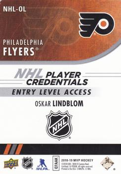 2018-19 Upper Deck MVP - NHL Player Credentials Entry Level Access #NHL-OL Oskar Lindblom Back