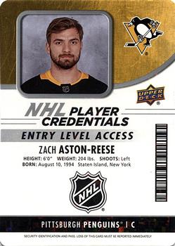 2018-19 Upper Deck MVP - NHL Player Credentials Entry Level Access #NHL-ZA Zach Aston-Reese Front