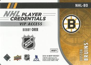 2018-19 Upper Deck MVP - NHL Player Credentials VIP Access #NHL-BO Bobby Orr Back