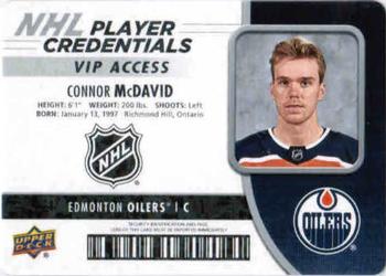 2018-19 Upper Deck MVP - NHL Player Credentials VIP Access #NHL-CM Connor McDavid Front