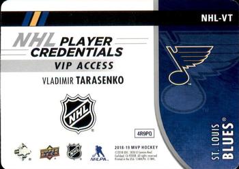 2018-19 Upper Deck MVP - NHL Player Credentials VIP Access #NHL-VT Vladimir Tarasenko Back