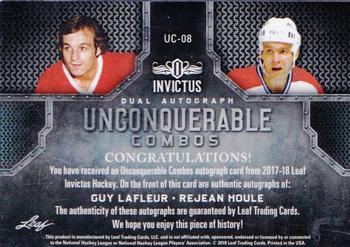 2017-18 Leaf Invictus - Unconquerable Combos Autographs - Gold #UC-08 Guy Lafleur / Rejean Houle Back