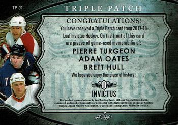 2017-18 Leaf Invictus - Triple Patch Relics - Red #TP-02 Pierre Turgeon / Adam Oates / Brett Hull Back