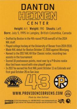 2017-18 Choice Providence Bruins (AHL) #26 Danton Heinen Back