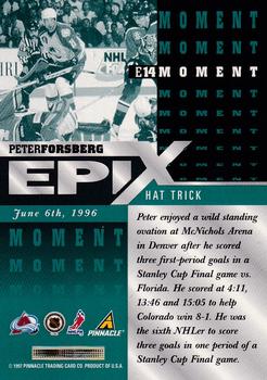 1997-98 Score - Epix Emerald #E14 Peter Forsberg Back