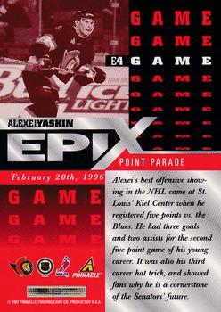 1997-98 Score - Epix Orange #E4 Alexei Yashin Back