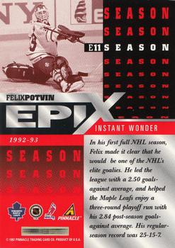 1997-98 Score - Epix Orange #E11 Felix Potvin Back