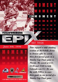 1997-98 Score - Epix Orange #E14 Peter Forsberg Back