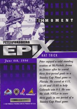 1997-98 Score - Epix Purple #E14 Peter Forsberg Back