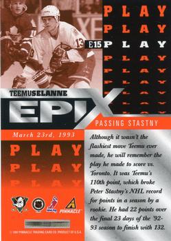1997-98 Pinnacle - Epix Orange #E15 Teemu Selanne Back