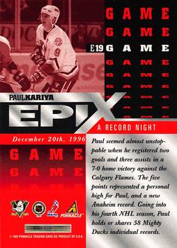 1997-98 Pinnacle - Epix Orange #E19 Paul Kariya Back