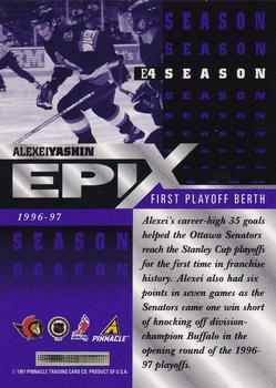 1997-98 Pinnacle - Epix Purple #E4 Alexei Yashin Back