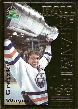 1999 Upper Deck Authenticated Wayne Gretzky 22KT Gold Hall of Fame #NNO Wayne Gretzky Front