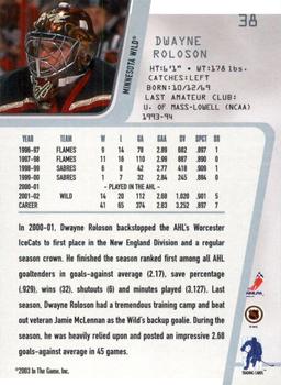 2002-03 Be a Player Between the Pipes - Spring Expo #38 Dwayne Roloson Back