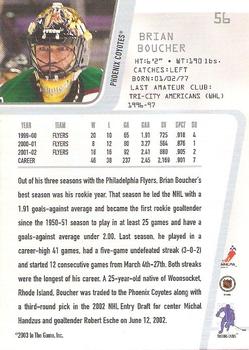 2002-03 Be a Player Between the Pipes - Spring Expo #56 Brian Boucher Back