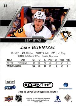 2018-19 Upper Deck Overtime #13 Jake Guentzel Back