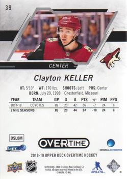 2018-19 Upper Deck Overtime #39 Clayton Keller Back