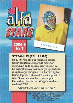 2004-05 Swedish Alfabilder Alfa Stars #7 Stefan Liv Back