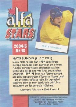2004-05 Swedish Alfabilder Alfa Stars #13 Mats Sundin Back