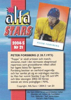 2004-05 Swedish Alfabilder Alfa Stars #21 Peter Forsberg Back