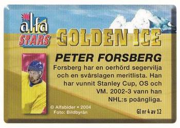 2004-05 Swedish Alfabilder Alfa Stars - Alfa Stars Golden Ice #4 Peter Forsberg Back