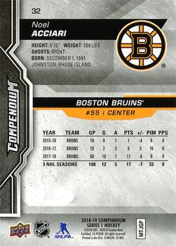 2018-19 Upper Deck Compendium Blue #32 Noel Acciari Boston Bruins Hockey Card 