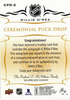 2018-19 Upper Deck - Ceremonial Puck Drop Autographs #CPD-2 Willie O'Ree Back
