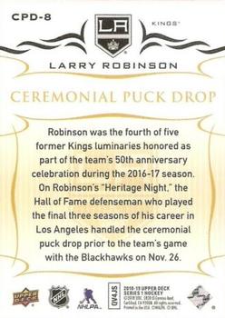 2018-19 Upper Deck - Ceremonial Puck Drop #CPD-8 Larry Robinson Back