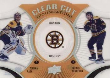 2018-19 Upper Deck - Clear Cut Foundations Duos #CCF-3 Tuukka Rask / Patrice Bergeron Front