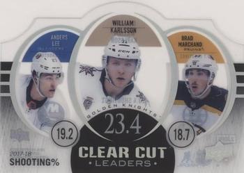 2018-19 Upper Deck - Clear Cut Leaders Trios #CCL-SHP William Karlsson / Anders Lee / Brad Marchand Front