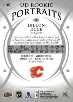 2018-19 Upper Deck - UD Portraits #P-89 Dillon Dube Back