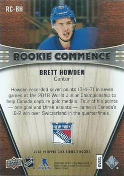 2018-19 Upper Deck - Rookie Commence #RC-BH Brett Howden Back