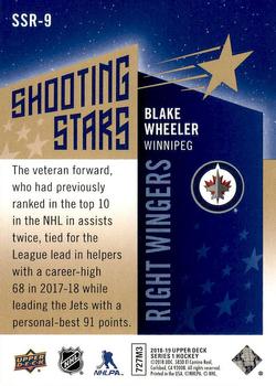 2018-19 Upper Deck - Shooting Stars Right Wingers #SSR-9 Blake Wheeler Back