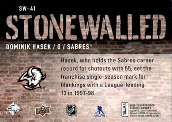 2018-19 Upper Deck - Stonewalled #SW-41 Dominik Hasek Back