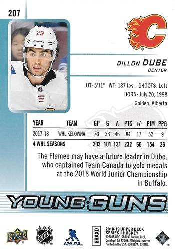2018-19 Upper Deck - Young Guns Jumbo #207 Dillon Dube Back