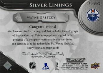 2018-19 Upper Deck Compendium - Silver Linings Autograph #SL-WG Wayne Gretzky Back