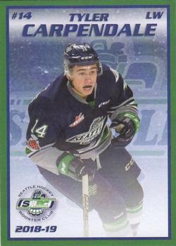 2018-19 Booster Club Seattle Thunderbirds (WHL) #NNO Tyler Carpendale Front