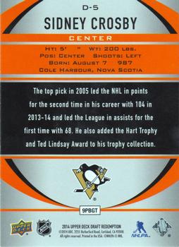 2014 Upper Deck NHL Draft #D-5 Sidney Crosby Back