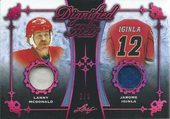2017-18 Leaf - Dignified Heir Dual Relic Red #DH-15 Lanny McDonald / Jarome Iginla Front