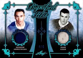 2017-18 Leaf - Dignified Heir Dual Relic Blue #DH-06 George Armstrong / Dave Keon Front