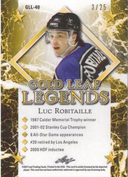 2017-18 Leaf - Gold Leaf Legends Wave #GLL-40 Luc Robitaille Back